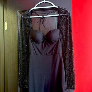 Us size 4 Oh Polly embellished dress long sleeve in black